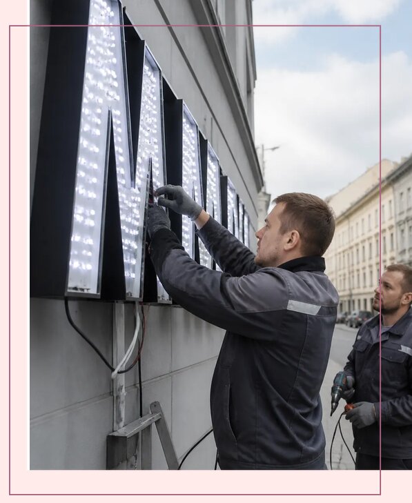 Изготовление и монтаж светодиодных LED вывесок в Новомосковске